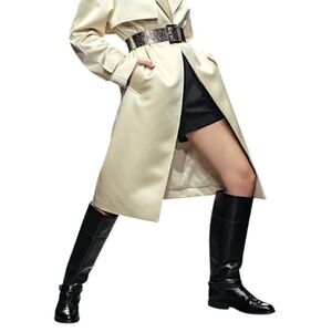 Vintage minimalist tall black vegan leather fleece lined flat boots 10